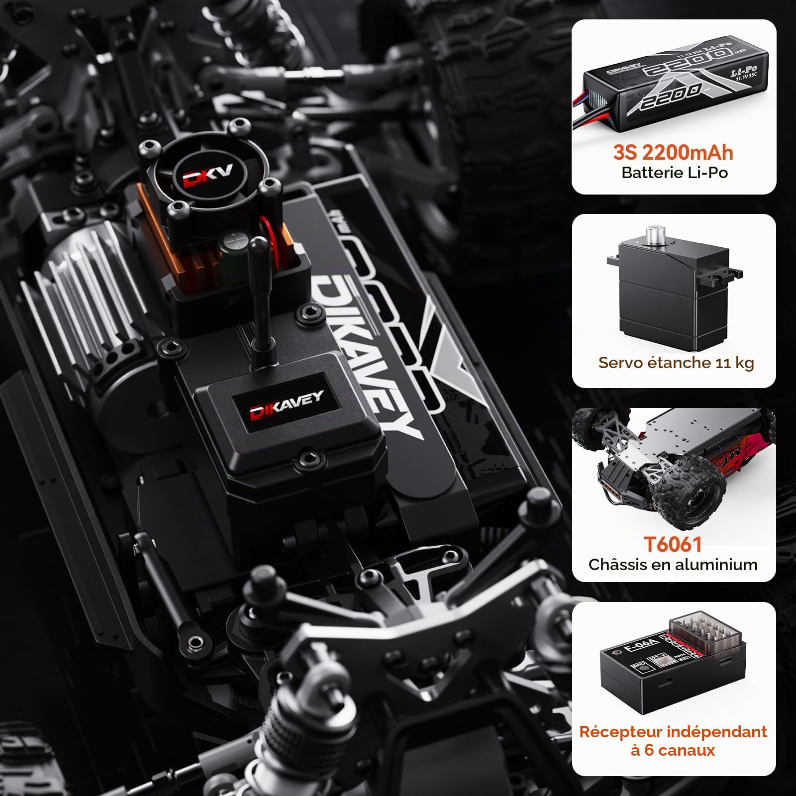 Camion TéLéCommandé 4x4 Brushless 1/16, Vitesse Maximale 80 Km/H, Tout-Terrain, Avec Batterie 3s, éTanche Et Haute Vitesse,IdéAl Pour Les Adultes Et Les Aventures Sur Neige Ou Sable - couleur orange