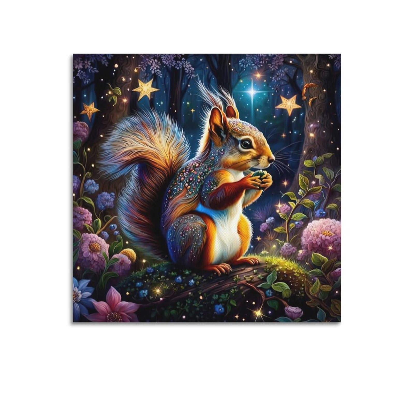 CXHJCA Animal Poster Squirrel in The Tree Artwork Poster Decorative Painting Canvas Wall Posters And Art Picture Print Modern Family Bedroom Decor Posters 20x20inch(50x50cm)
