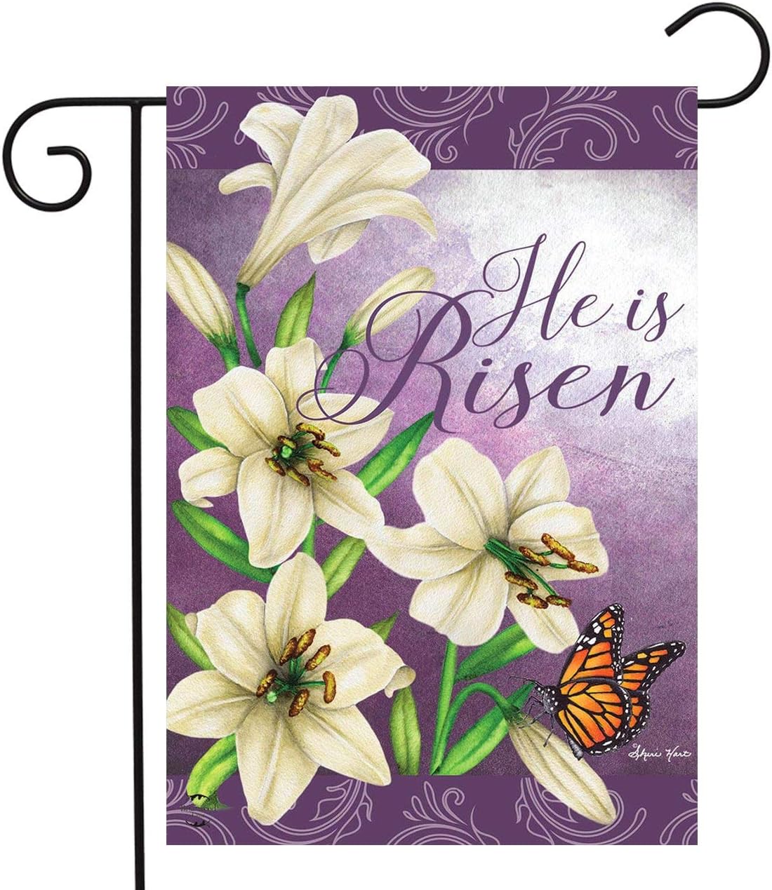 He Is Risen Lilies Easter Garden Flag Religious Floral 12.5x18 Briarwood Lane