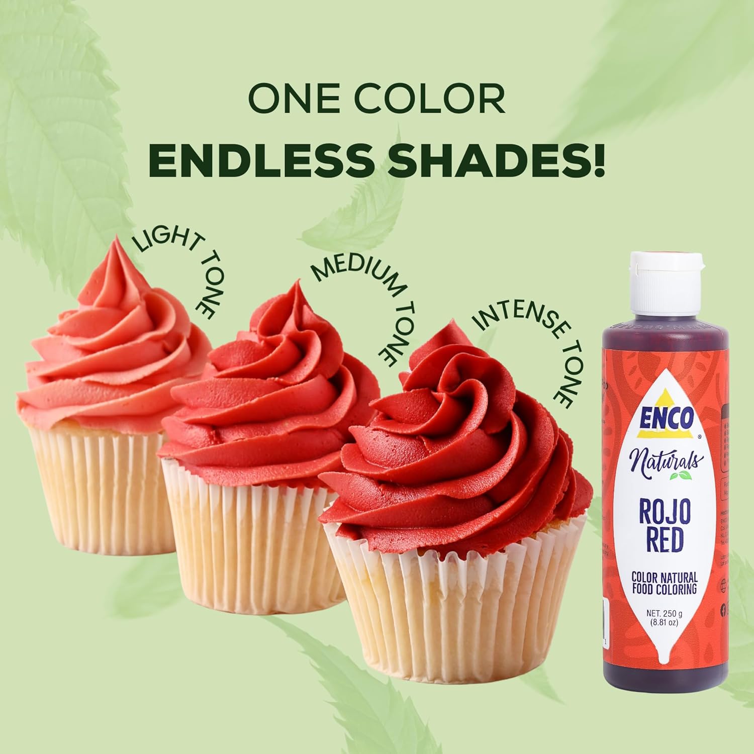 ENCO Natural Food Coloring Gel No artifitial dyes - Vibrant colors for Icing, Buttercream, Fondant (8.8 Ounce (Pack of 1), Red)