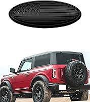 Vista 1 de CONGCONG Emblema para Ford Bronco, superposición de 5 pulgadas para portón trasero emblema ovalado de bandera americana negra para Ford Bronco Negro