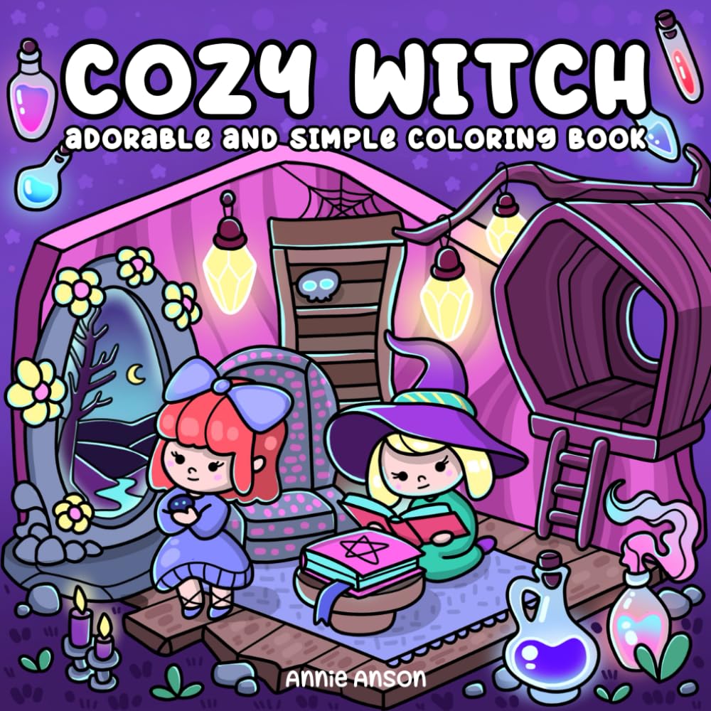 Cozy Witch, Adorable Magical Moments Coloring Book For Adults, Teens: Chibi Witchy Illustrations, Hygge & Comfy Fantasy Vibes