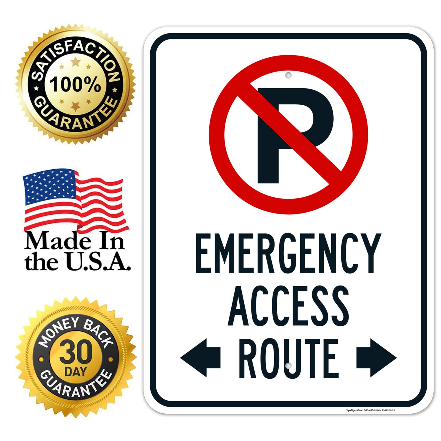 Emergency Access Route Sign, 18x24 Inches, Rust Free .063 Aluminum, Fade Resistant, Made in USA