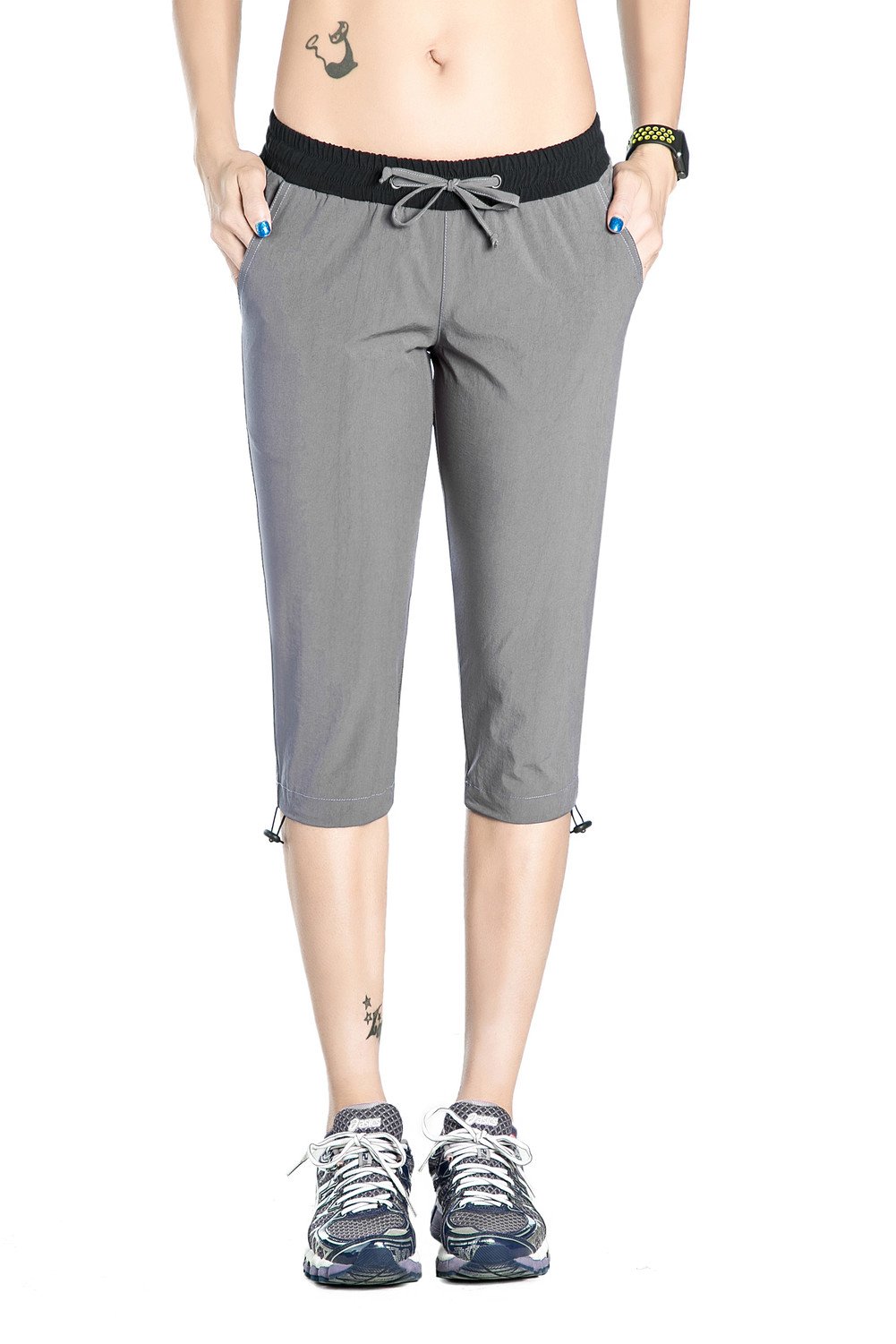 unitop Womens Capri Pants Breathable Hiking Pants Light Gray XL