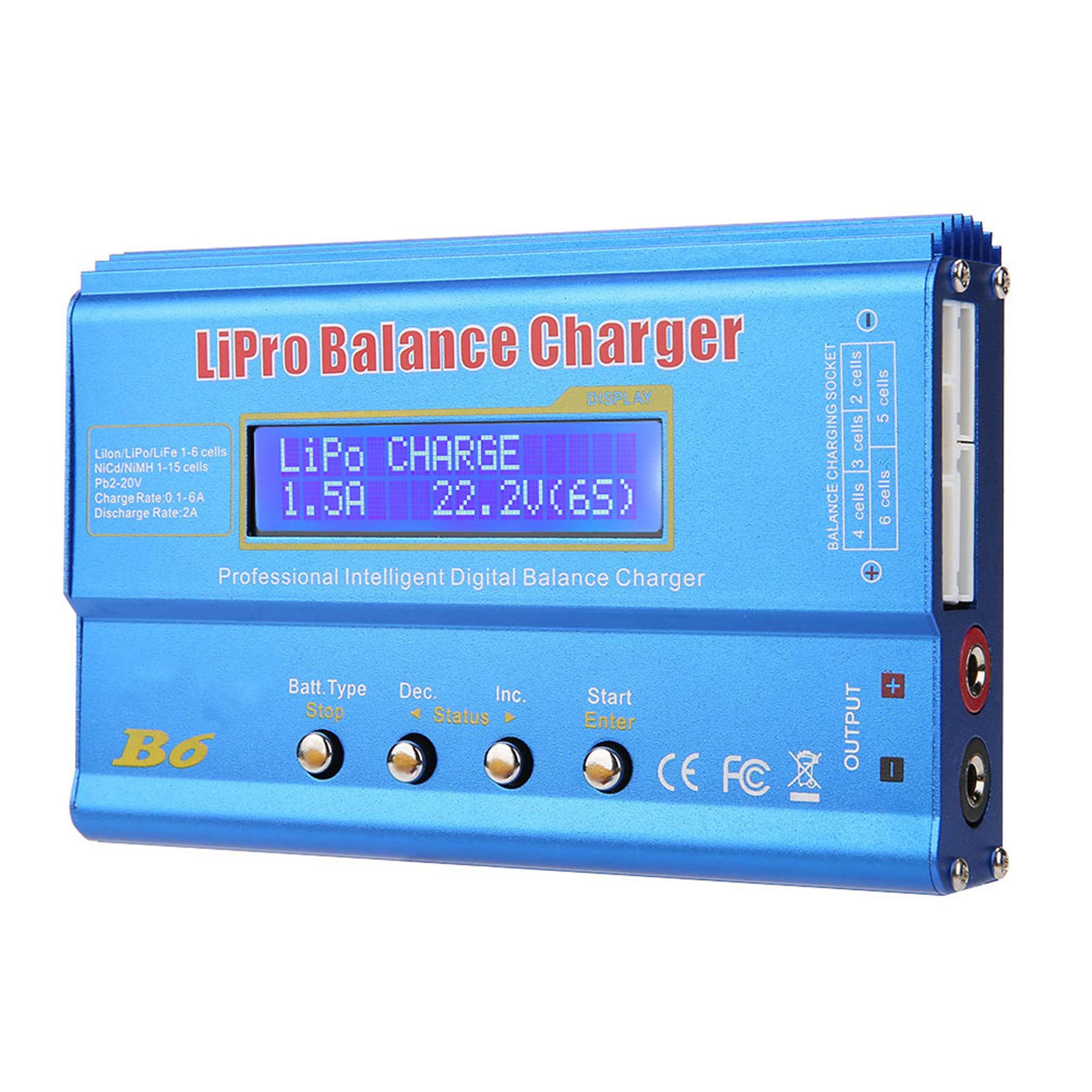 Shkalacar Cargador/descargador de equilibrio profesional con fuente de alimentación para batería LiPo, Li-ion, Li-Fe, LiHV (1-6S), NiMH, NiCd (1-15S), cargador de equilibrio de batería Rc Hobby, 80W
