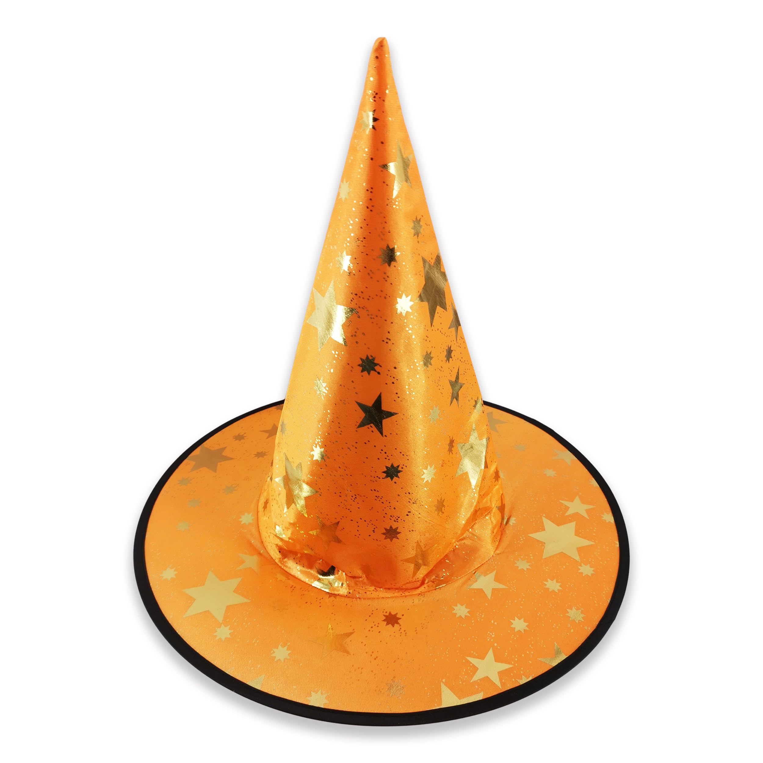 Pohotobooth Props Ltd Wizard Witch Hat or Hat & Cloak Set – Gold Star Print – Halloween Costume, Fancy Dress, Cosplay, Party Outfit (Orange Hat) — image 1