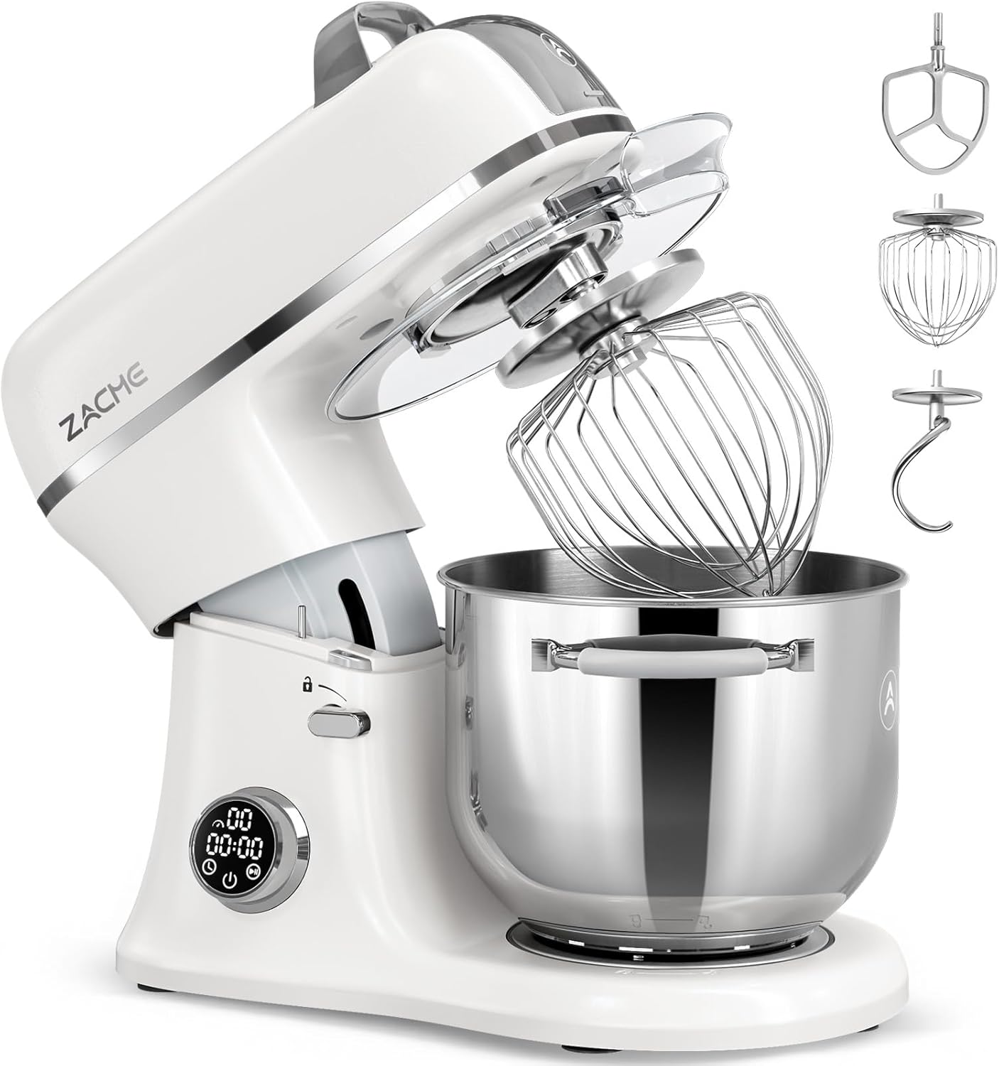 Zacme 7 Quart Stand Mixer Aluminum Die Casting, 650W 12 Speed Tilt-Head Kitchen Electric Stand Mixer, Household Food Mixer with Stainless Steel Bowl, Dough Hook, Whisk and Beater (Porcelain)