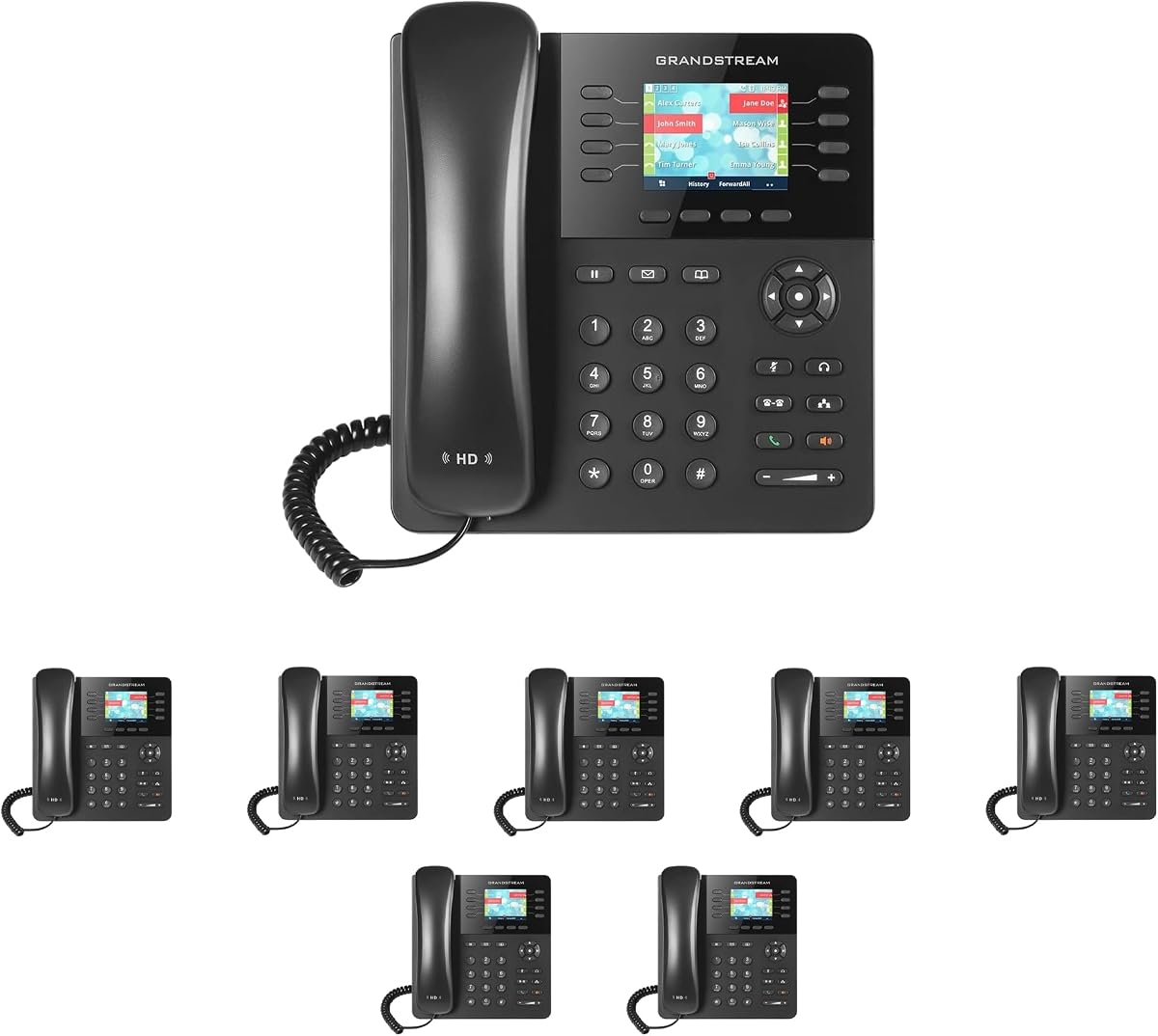 Sistema telefónico empresarial 'Mission Machines' G200C: incluye teléfonos Grandstream GXP2135 + servidor en la nube 'Mission Machines' + 3 meses gratis de servicio telefónico en la nube 'Mission Machines' (paquete de 8 teléfonos)
