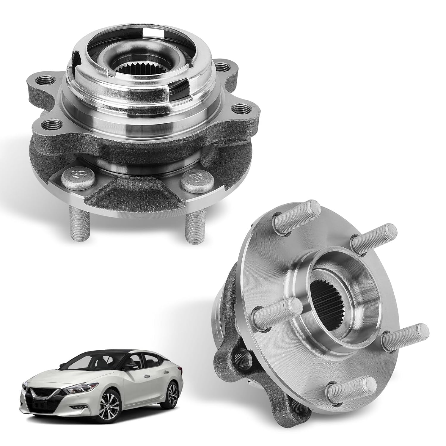 Front Wheel Hub and Bearing Assembly Compatible with 2007-2018 Nissan Altima, 2009-2019 Maxima, 2009-2018 Murano, 2013-2019 Pathfinder, 2013 Infiniti JX35, 2014-2019 QX60, 2 Pack Replaces# 513296