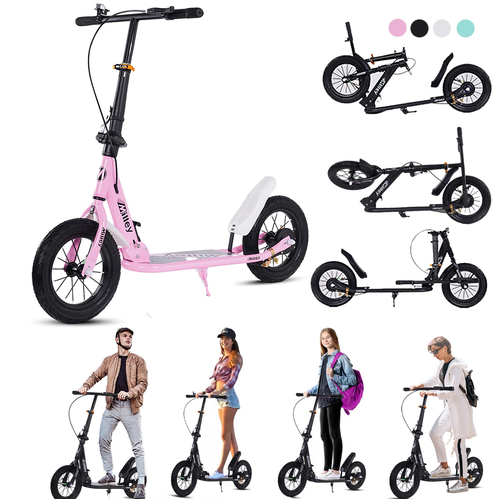 Adult Scooter 330 Lbs, Folding Commuter Kick Scooter for Adults