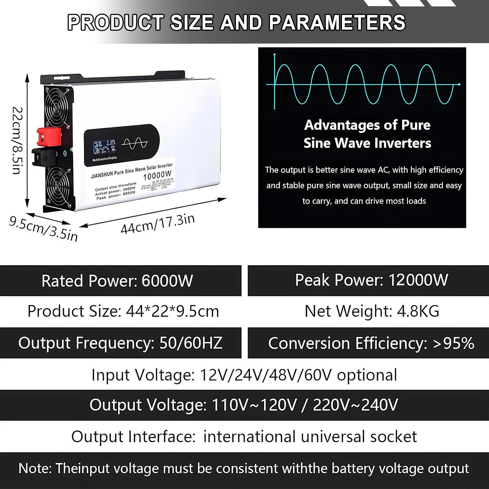2025 Inverter Solare Ibrido da 5000-12000W Aggiornato, Inverter Bifase da 12 V/24 V/48 V/60 V/72 V CC a 230 V CA con Onda Sinusoidale Pura, Inverter in Parallelo 48V-12000W