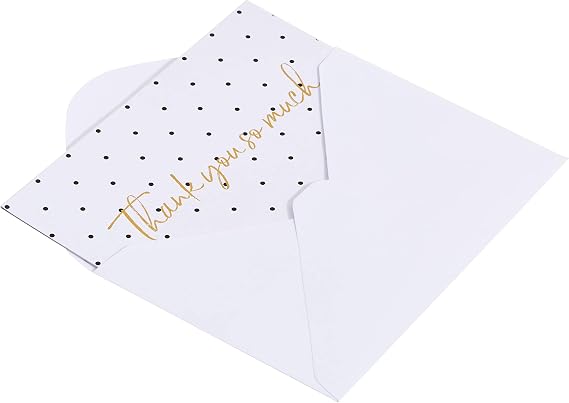 Amazon Basics Thank You Cards and Envelopes, 48 Count, Polka Dot and Stripe, 4 x 6