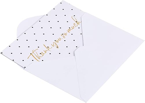 Amazon Basics Thank You Cards and Envelopes, 48 Count, Polka Dot and Stripe, 4 x 6