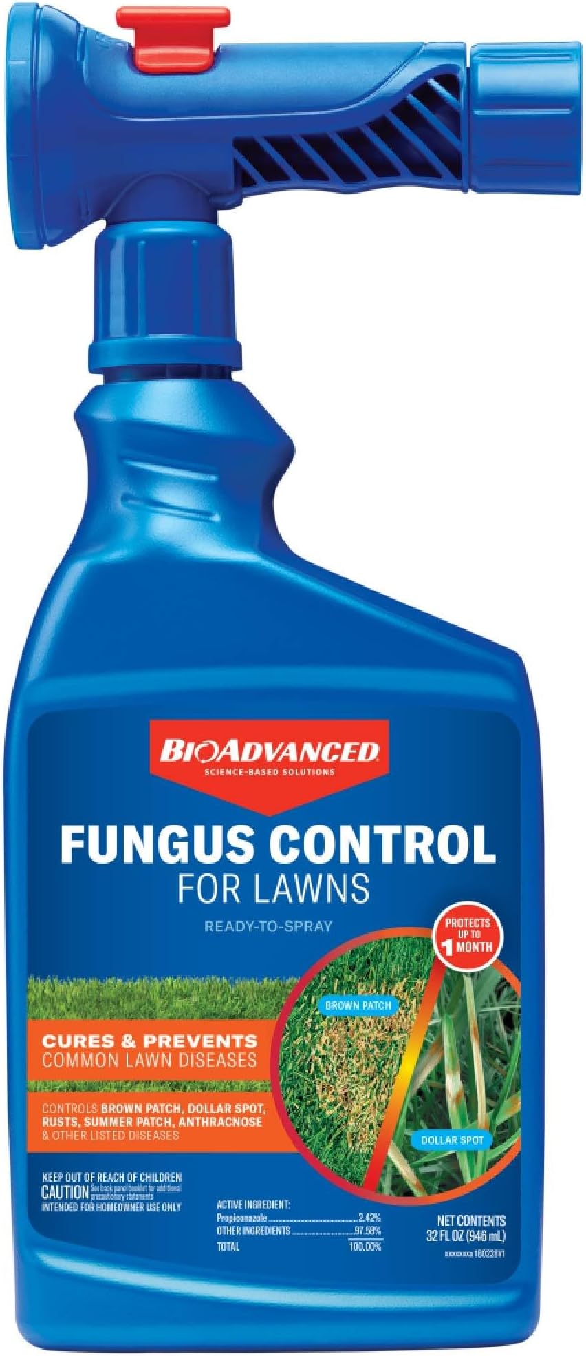 BioAdvanced Fungus Control for Lawns, Ready-to-Spray, 32 fl oz, 5,000 Sq Ft, Lawn Fungicide