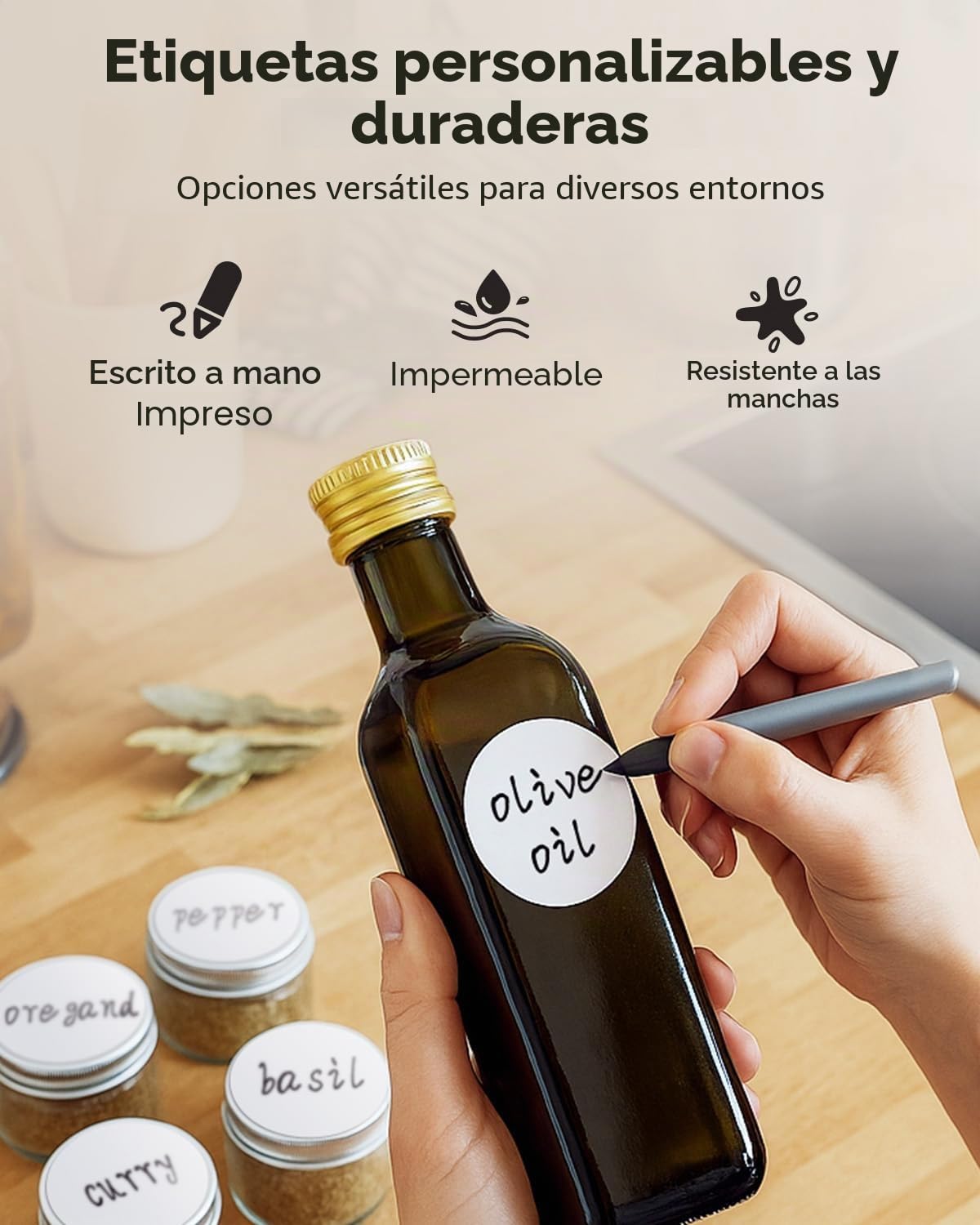 MUNBYN-750 etiquetas térmicas redondas, etiqueta térmica de 51mmx51mm redonda, pegatina autoadhesiva resistente a arañazos, agua, suciedad, polvo y grasa-Blanco