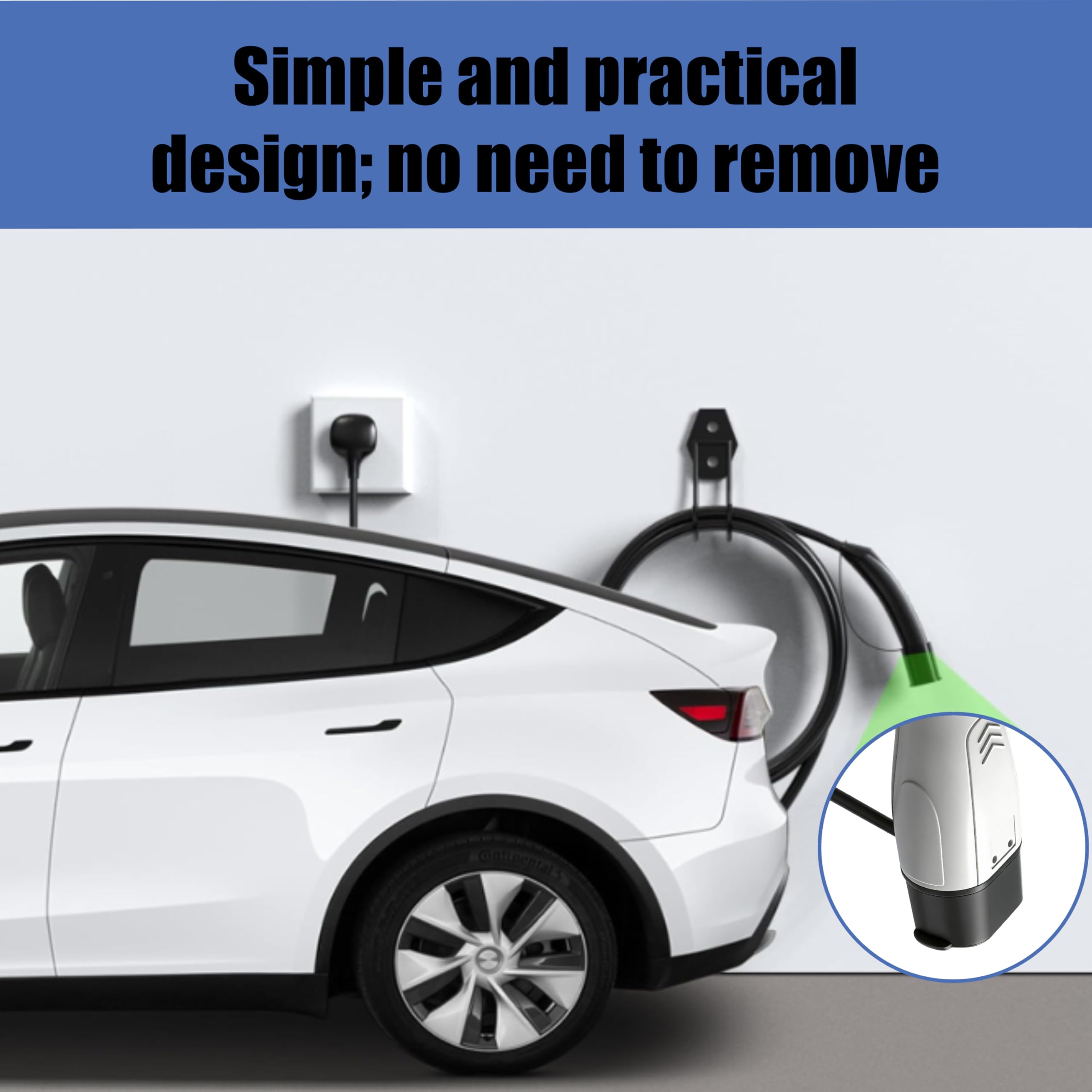 WojBear 1 PCS Black Type 2 EV Charger Cable Cover Silicone Sover for Electric Car with IEC 62196-2 Plugs （65mm * 60mm，Vehicle Side） — view 7