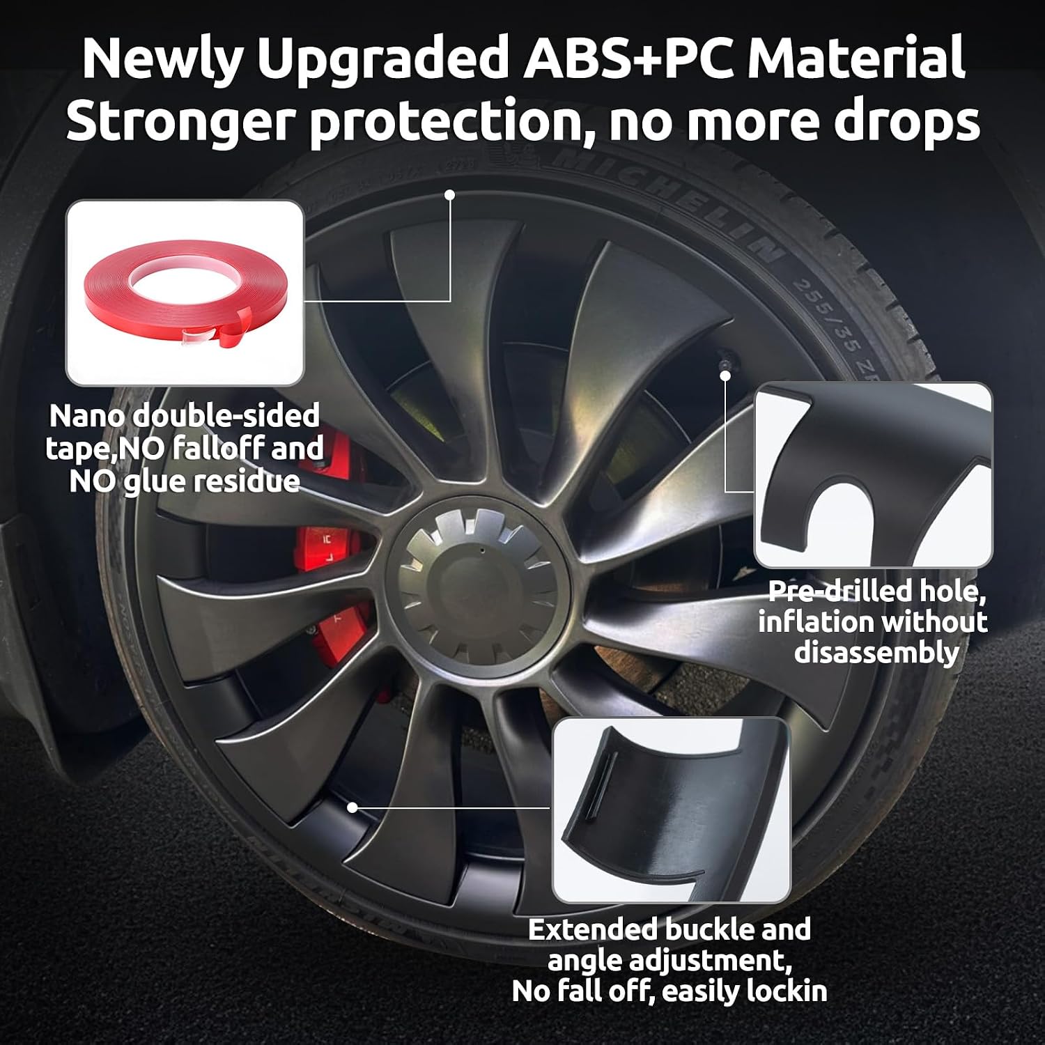 Wheel Rim Protector for Tesla Model Y Performance 21 Inch Überturbine Wheels All-in-one Car Tire Trim Rings Rim Case Hubcaps Wheel Cover 2020-2024 Model Y Accessories