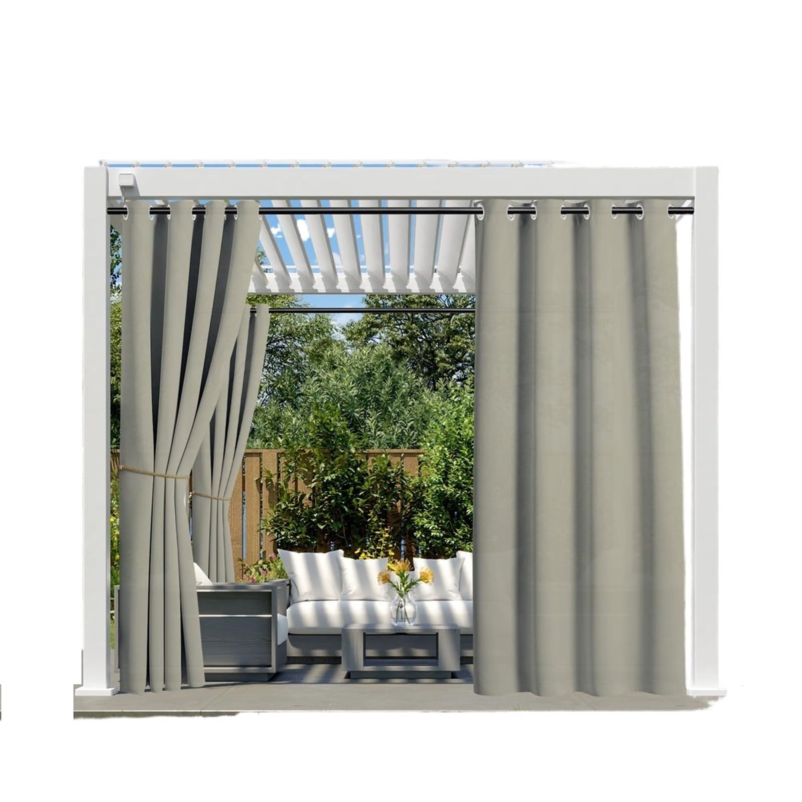 LPATEBCVU Pergola Curtains 1PC, Waterproof Outdoor Grommet Curtain For Patio Gazebo Front Porch Pergola(Brown,GROMMET TOP_W254 X H274)