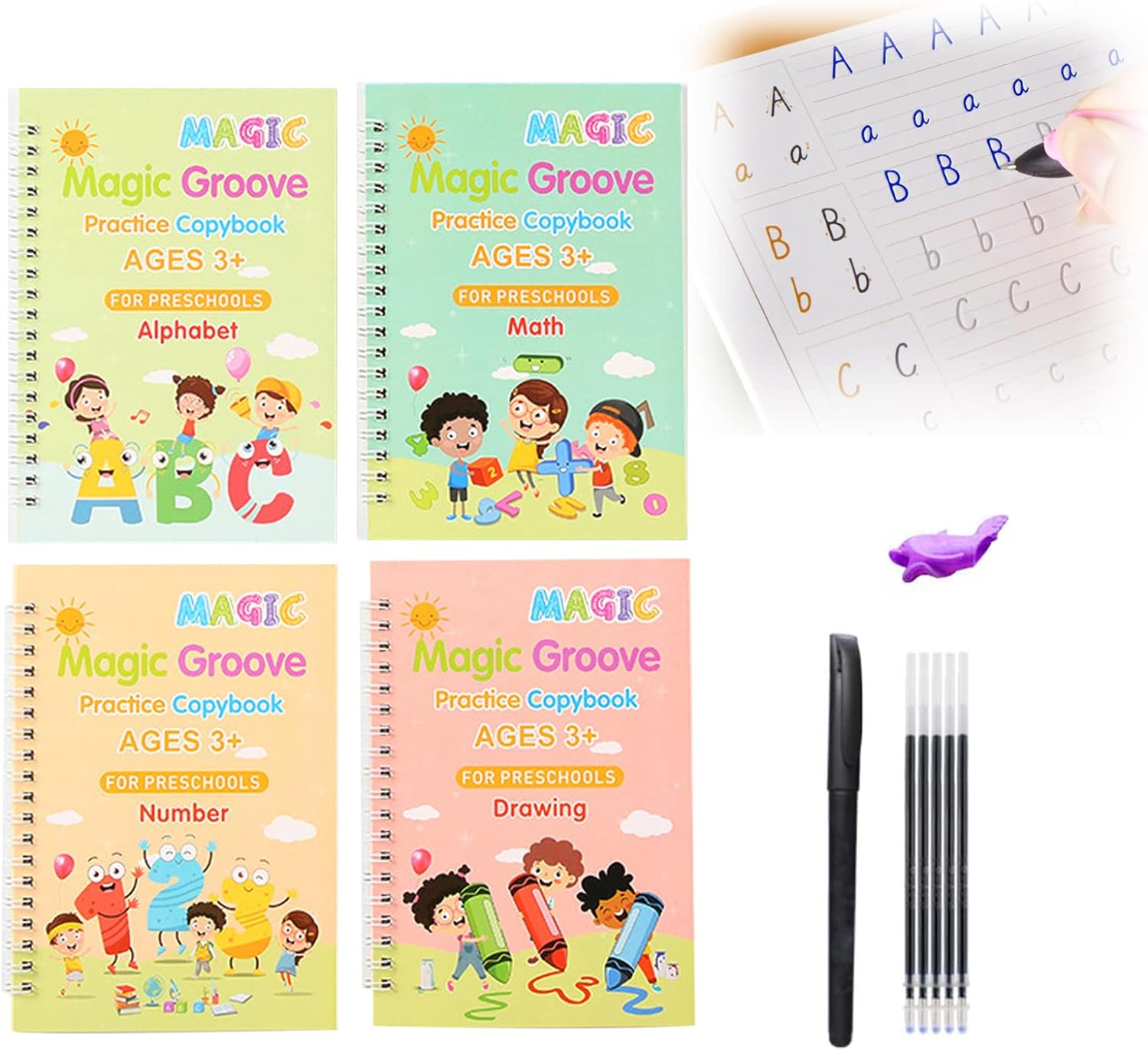 Penna Magica Per Calligrafia Bambini - Set Con Ricariche E Correttore Postura - Foto 8