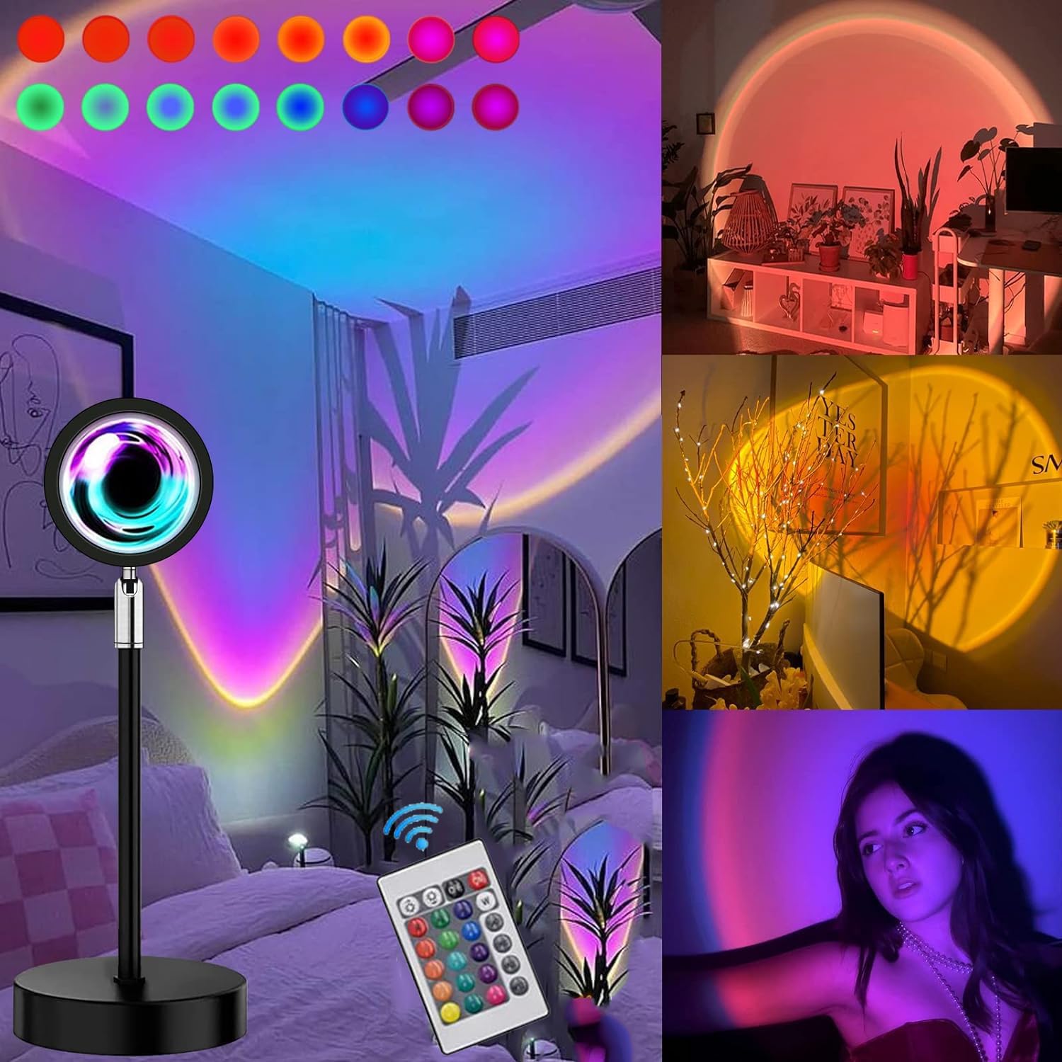 [Upgrade]Sunset Lamp,16 Colors Sunset Projection Lamp with Remote