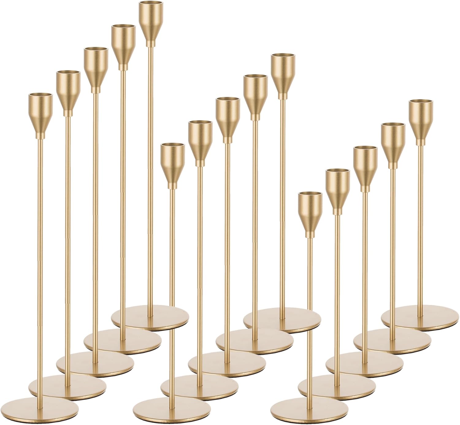 Candlestick Holders Gold Taper Set of 15