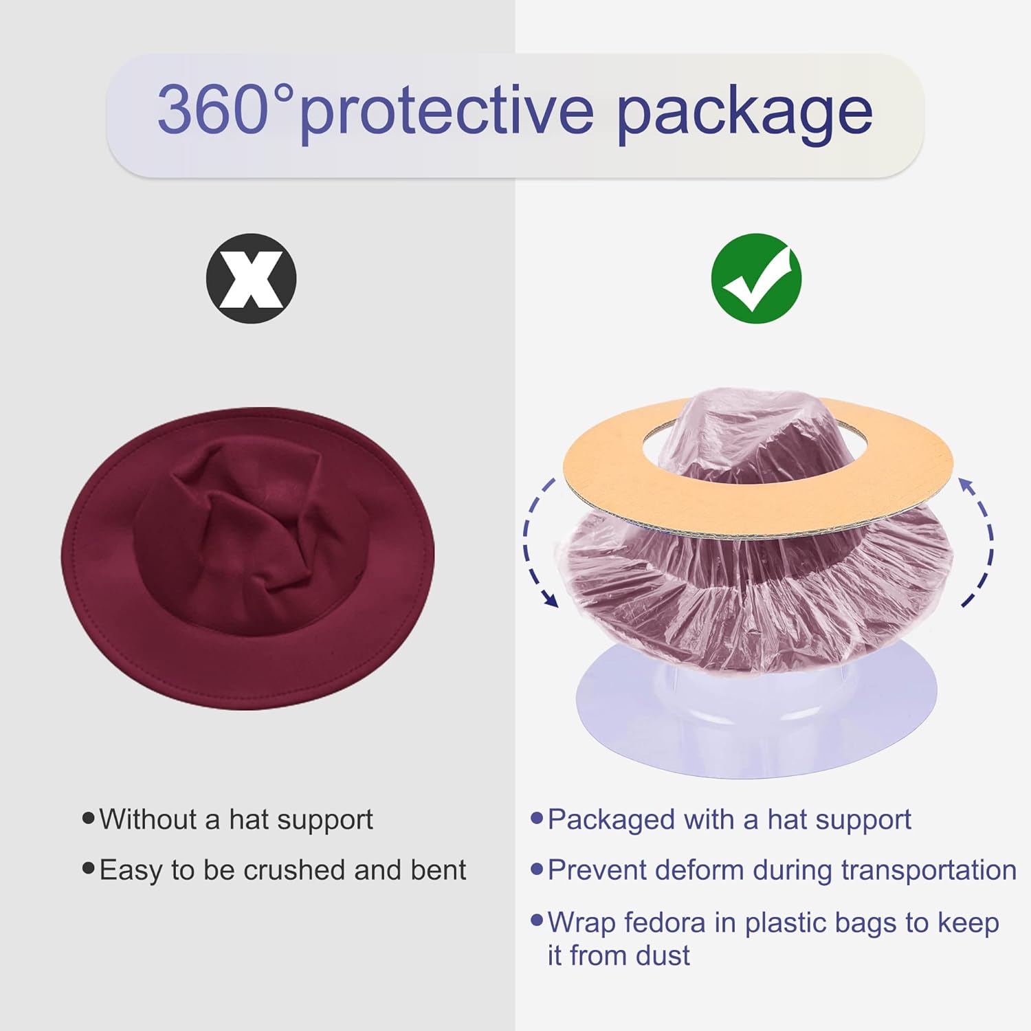 Wide Brim Fedora Hats for Women & Men Classic Dress Panama Hat Adjustable Felt Hat with Band - Image 5