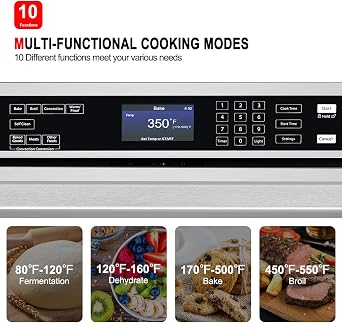Electric Wall Oven, GASLAND Pro ES710TS Professional Built-in Oven 30 Inch 10 Functions, 5.0 Cu.Ft. Convection, Self-cleaning, Air Fry, Temperature Probe Included, 240V Hardwire, Stainless Steel