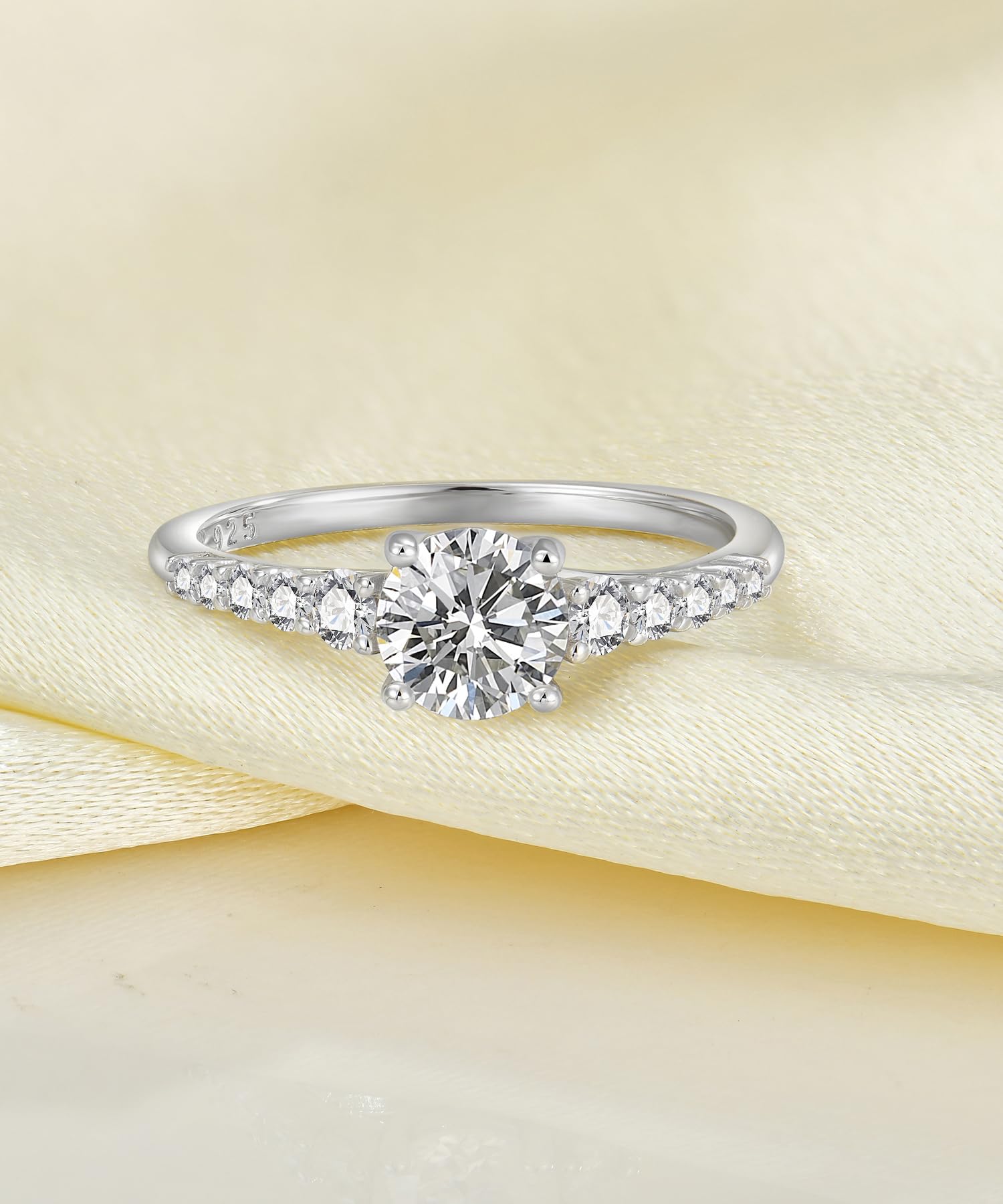 YL Anello di Fidanzamento con Moissanite VVS1 D Colore per Donna 0,8 Carato Anello con Promessa in Argento 925 Gioielli Regalo di Nozze