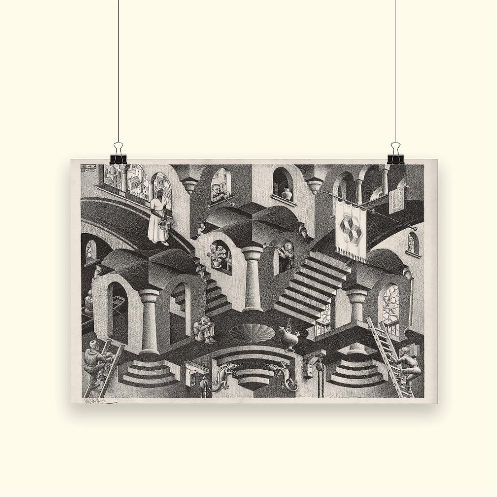 WCYB Poster convesso e concavo di Maurits Cornelis Escher stampe su tela Deco Dipinti Wall Art Unframe 61 cm L x 91,4 cm W