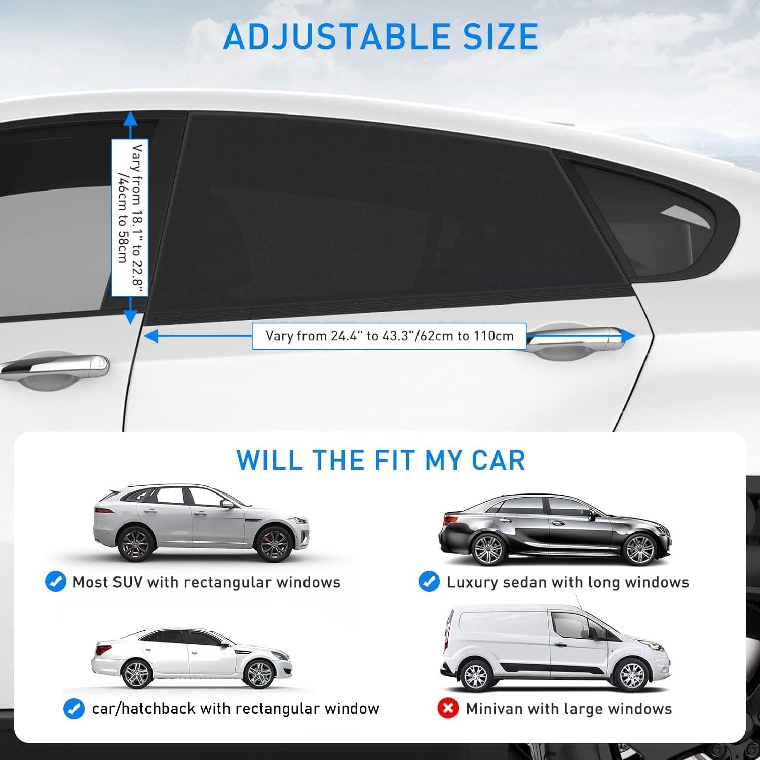 Omnikryp 4 Pièces Pare Soleil Voiture Bébé, Protection UV