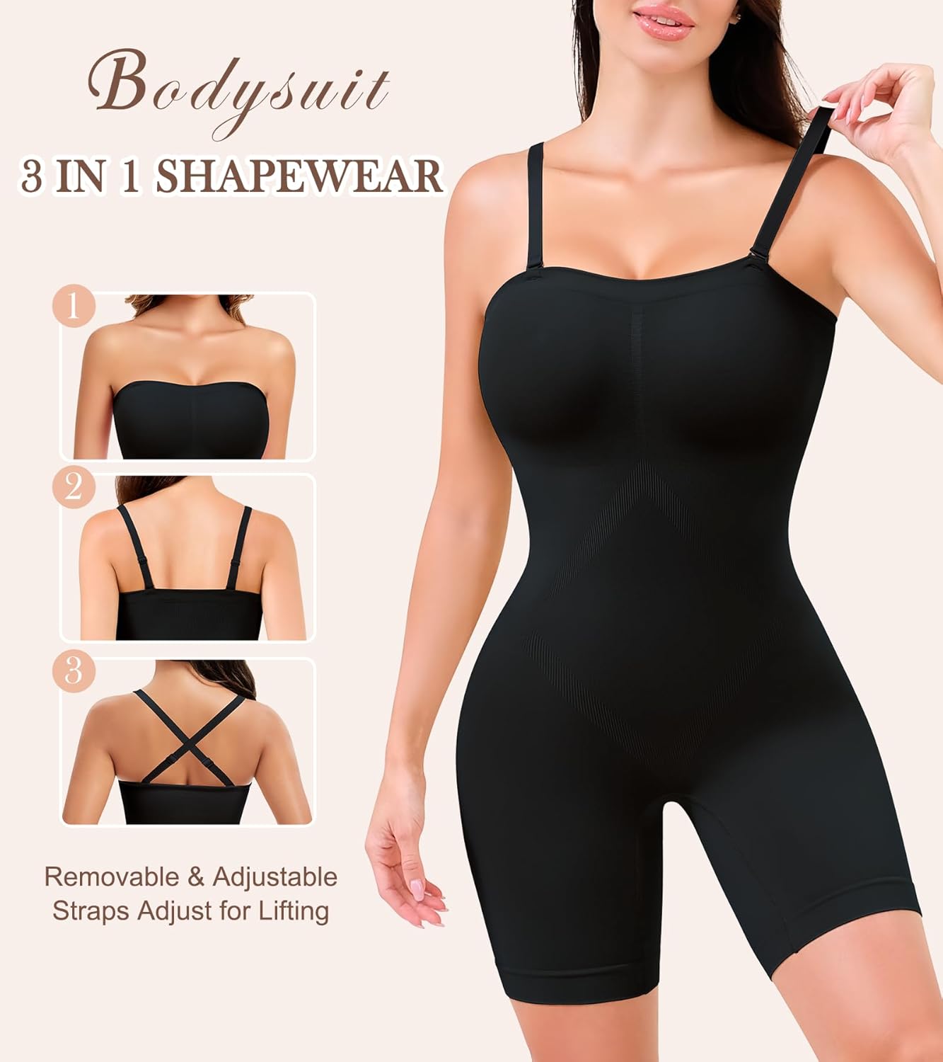 Strapless Shapewear for Women, Full Shape Wear Tummy Control Bodysuit, Seamless Slimming Body Shaper - Image 3
