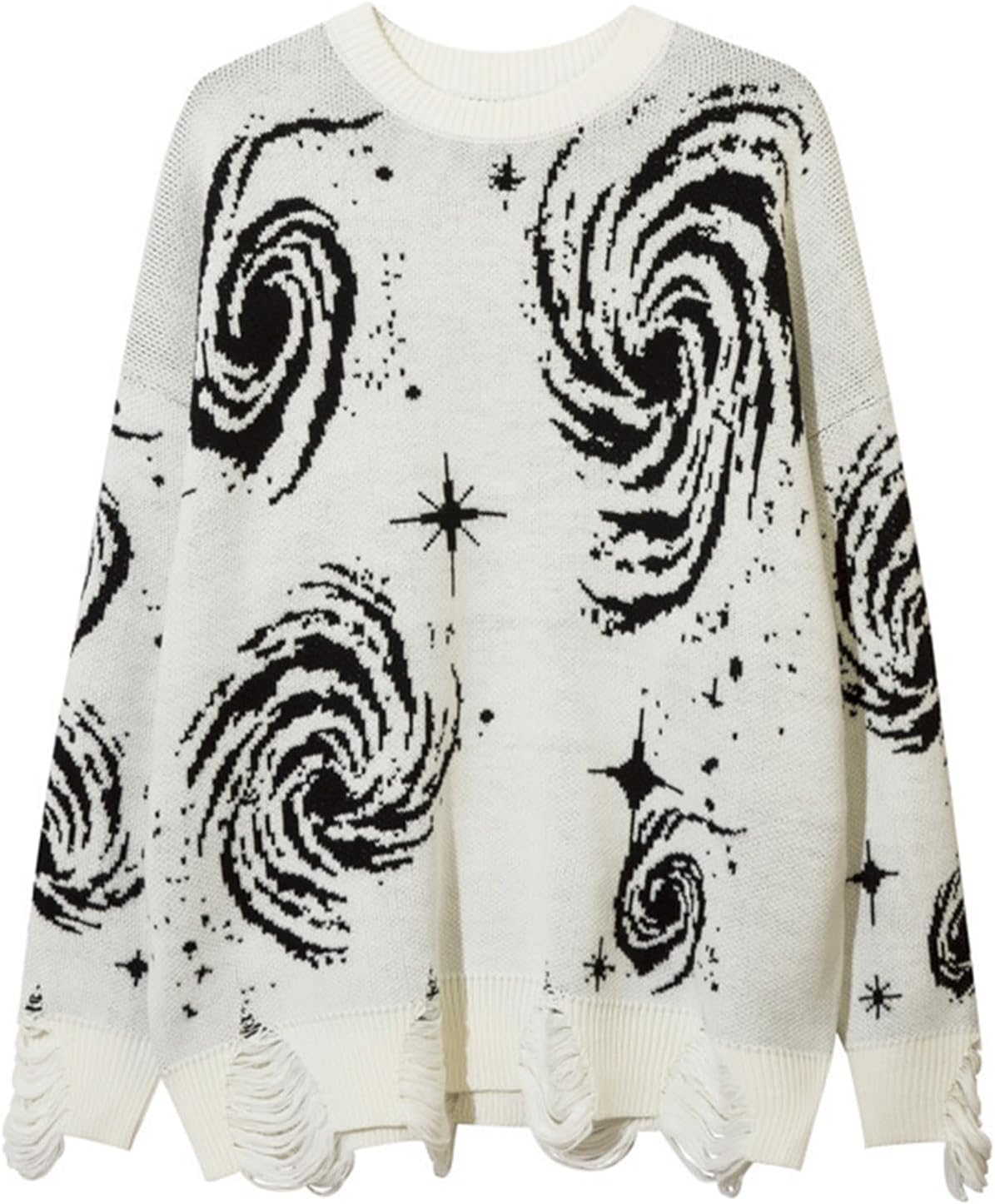 Yimoon Mens Oversized Sweaters Graphic Crewneck Knit Pullover Unisex Y2K Streetwear Jumper Tops