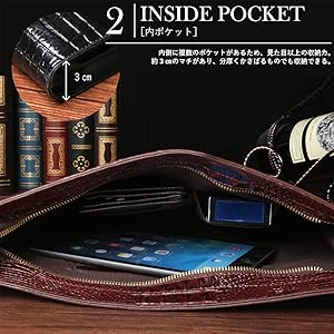 Amazon | [GOLWIS] クロコダイル調 レザー クラッチバック 軽量