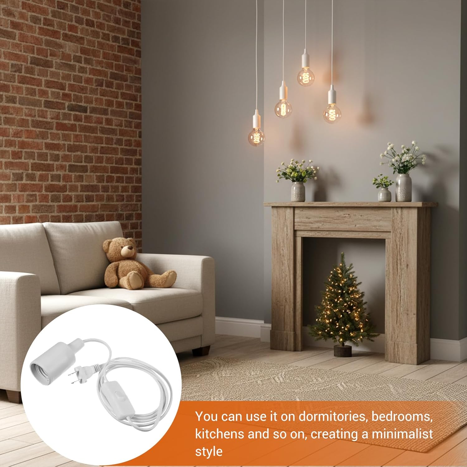 10 Pack E26/E27 LED Light Socket Hanging Light Cord Pendant Lights Cord with Switch Lights Socket Extension for Pendant Lighting Bulb Lamp in Kitchen Bedroom Restaurant (White, 6 Feet)