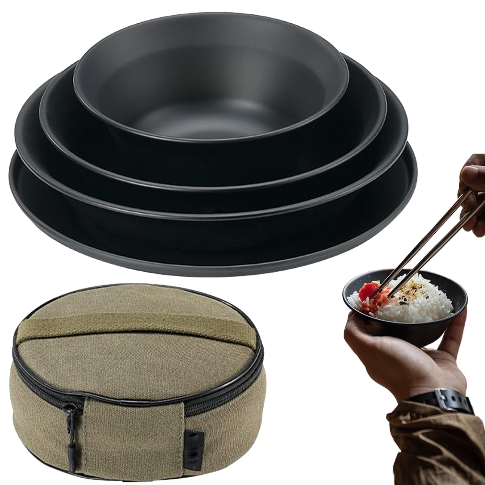 Camping Geschirr Set Rostfreies Edelstahl-Besteck Für Outdoor-Aktivitäten | Inklusive Segeltuchtasche Mehrweg-Besteck Für Paare Picknick Wanderung Outdoor Essen
