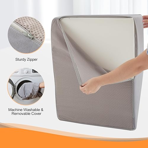 Miniatura 5 de Ruqmuis Almohadas de elevación de piernas para dormir, almohada de cuña de espuma viscoelástica para piernas, almohada de cuña de rodilla para