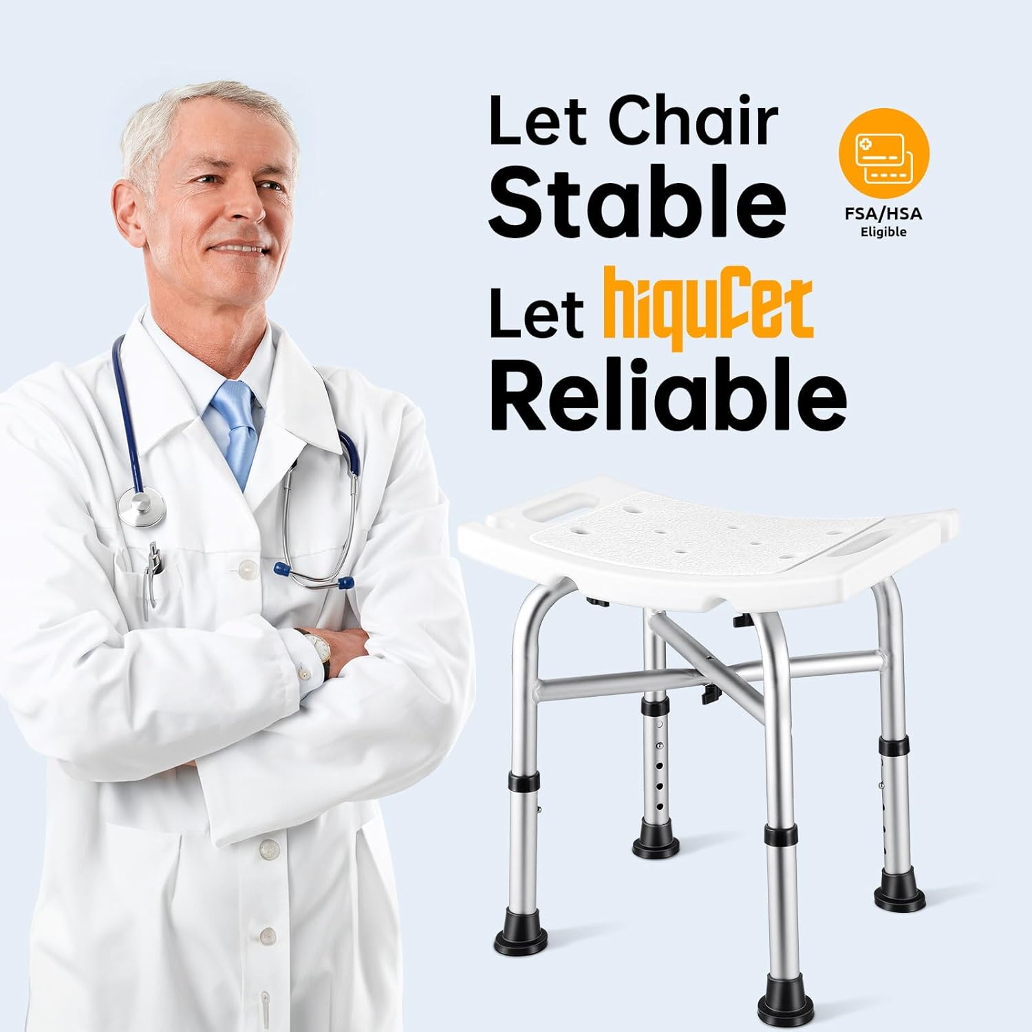 Hiqufet Shower Chair for Inside Shower(500lb), 5 Height Adjustable Shower Stool, Shower Seats for Adults, 3-Minute Quick Assembly, Heavy Duty Shower Bench for Inside Shower to Sit on