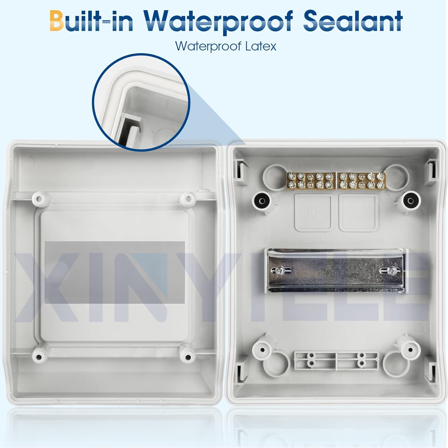 Outdoor Circuit Breaker Panels, Sub Panel Breaker Box with Clear Cover, Bus Bars and DIN Rail for Indoor and Outdoor (SH-6WAY)