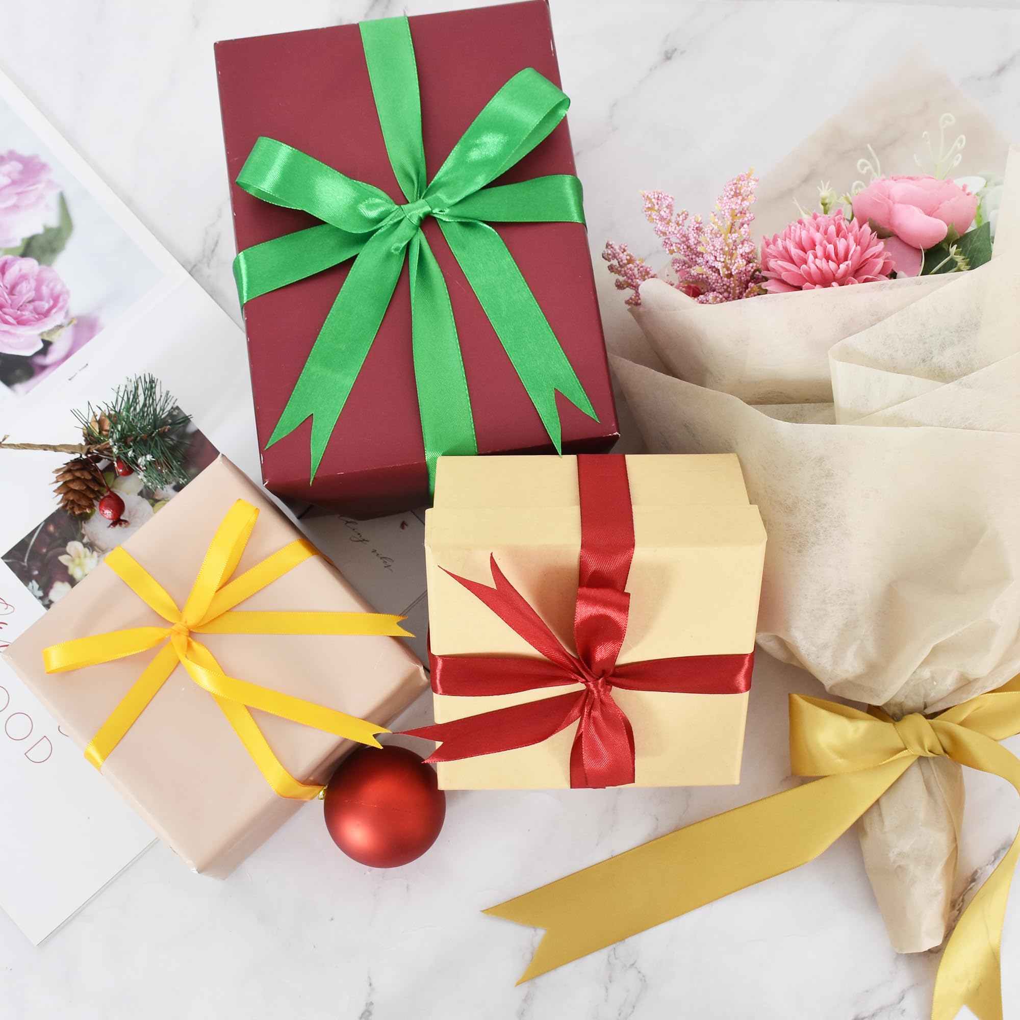 Toniful Satinband 2,5cm X 91m - Einfarbiges Band Für Geschenke & Basteln