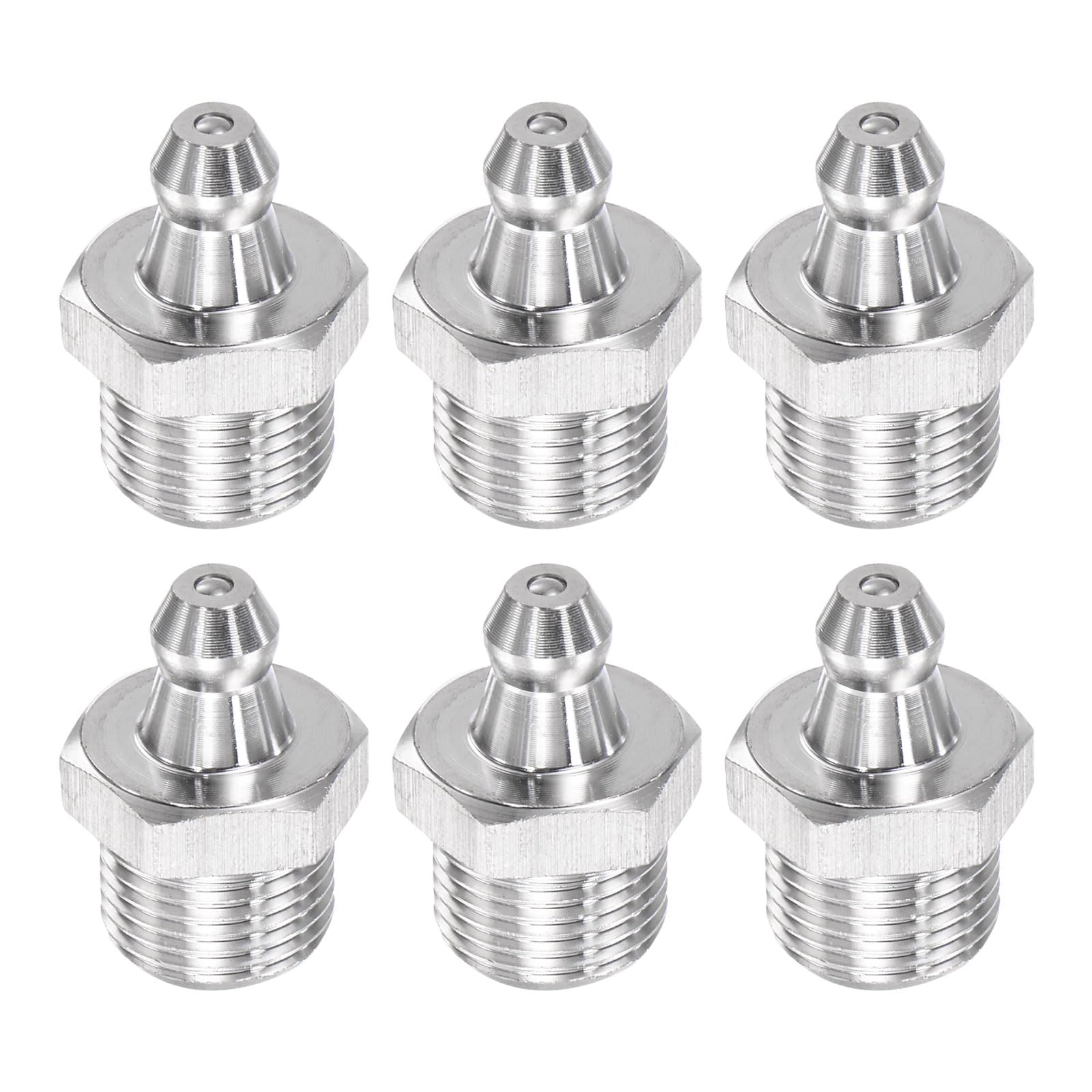 uxcell 6Pcs Metric Stainless Steel Straight Grease Fitting M12 x 1mm Thread Hydraulic Grease Fitting Accessories