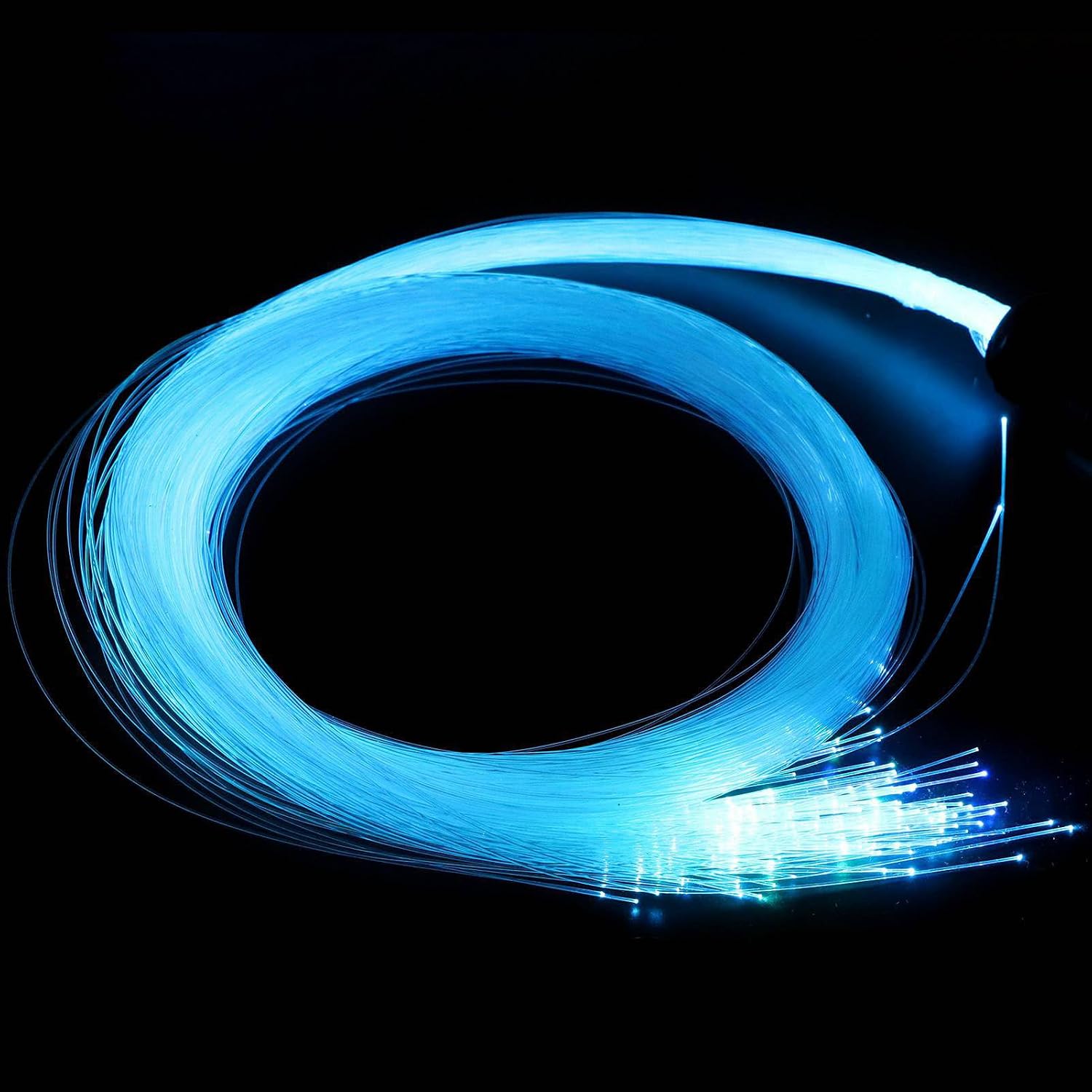 FTVOGUE Fiber Optic Light 12W RGBW Bluetooth APP Control Lamp Kit, 2m 300Pcs Optical Fiber Cable for Car Ceiling Home Decorative Lighting with Voice Remote Music Mode