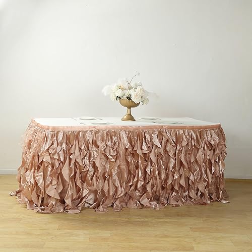 Miniatura 8 de Efavormart - Falda de mesa de tafetán de sauce rizado de 14 pies