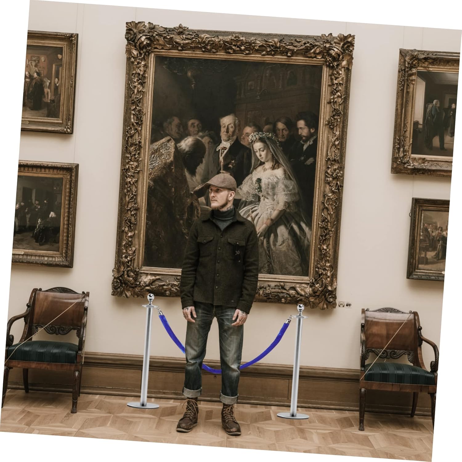 2pcs Velour Rope Stanchion Rope Red Velour for Crowd Control Barrier Safe Distance Awareness Easy Assembly