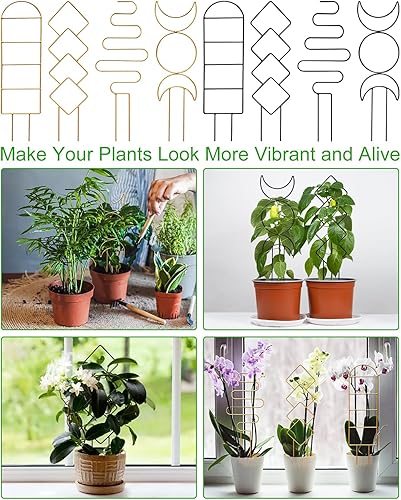 Miniatura 6 de Paquete de 4 enrejados de plantas trepadoras de interior, enrejado pequeño para plantas en macetas al aire libre, enrejado de metal para jardín,