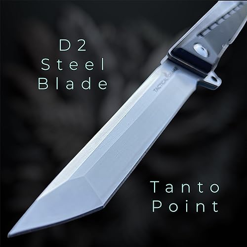 Miniatura 2 de TACTICAL GEARZ Cuchillo de bolsillo G10 EDC TG Nyx! Mango G10! Hoja Tanto de acero D2 afilada. Incluye funda (Nyx)