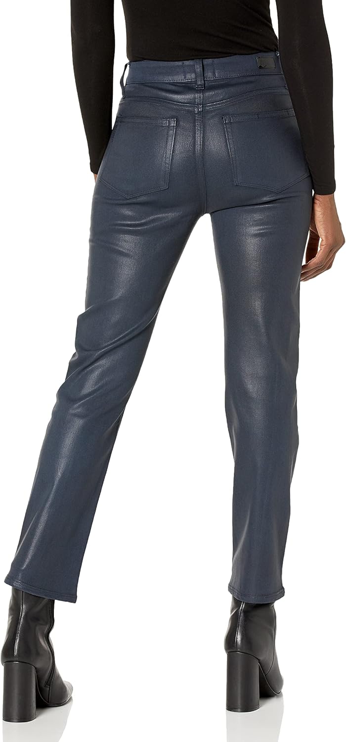 PAIGE Women's Cindy High Rise Straight Leg Transced Denim in Royal Luxe Coating - Image 2