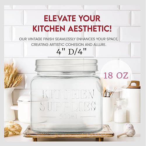 Miniatura 2 de Amici Home Kitchen Supplies Glass Canister | Dry Food Storage Container | Airtight Metal Lid | Glass Jar for Kitchen & Pantry Organization | Small,