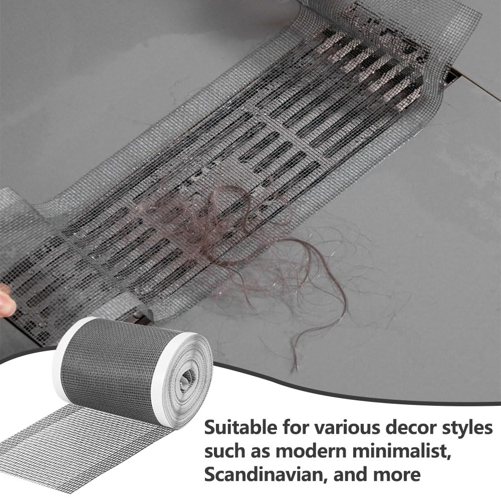 WACH AUF Tamis De Douche Autocollant 10M X 10CM Attrape Cheveux Douche Filtre Cheveux Douche Grille Douche Anti Cheveux Avec 1 Spatule Pour Cuisine Salle De Bain Baignoire Balcon