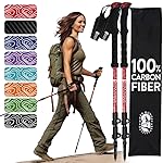 Hiker Hunger Carbon Fiber Hiking Poles Collapsible Lightweight for Women | Walking Sticks for Hiking | Trekking Poles for Hiking | Nordic Walking Poles for Seniors, Men & Kids - Red EVA Foam