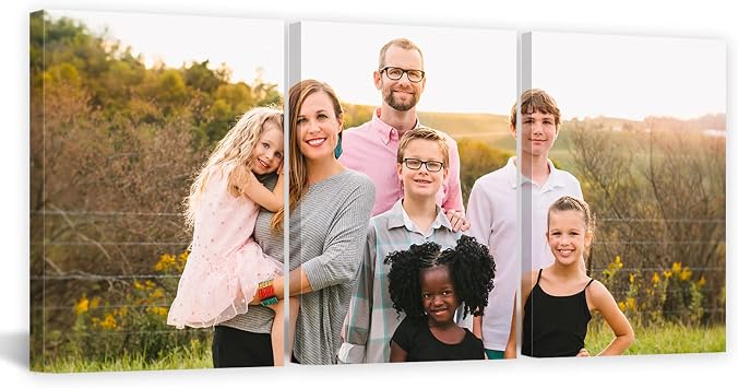 CCWACPP Canvas Custom Prints 3 Personalized Photo to Canvas Customized Family Wedding Landscape Picture Wall Art Upload Your Image Prints Framed Ready to Hang (1 Photo 3 Panel, 5x7x3P(13x18cmx3P))